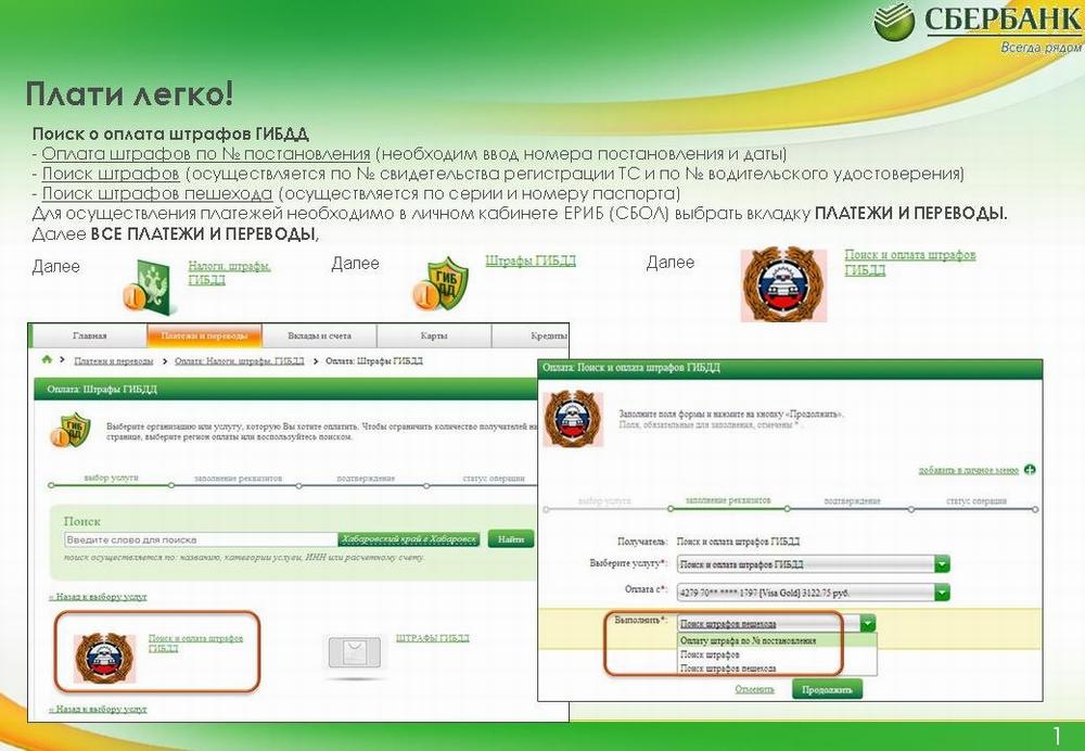 Оплата штрафов через Сбербанк-онлайн