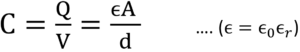 Equation of Capacitors Capacitance