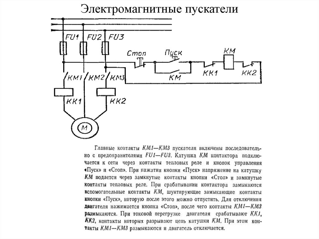 Тепловое реле принцип работы. Что такое км в схеме магнитного пускателя. Контактная схема магнитного пускателя. Магнитный пускатель обозначение на схеме. Синхронный магнитный пускатель схема.