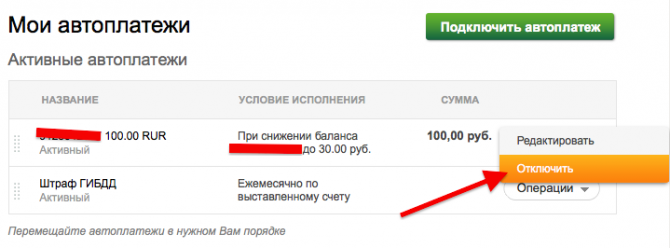 Управление автоплатежами Сбербанк