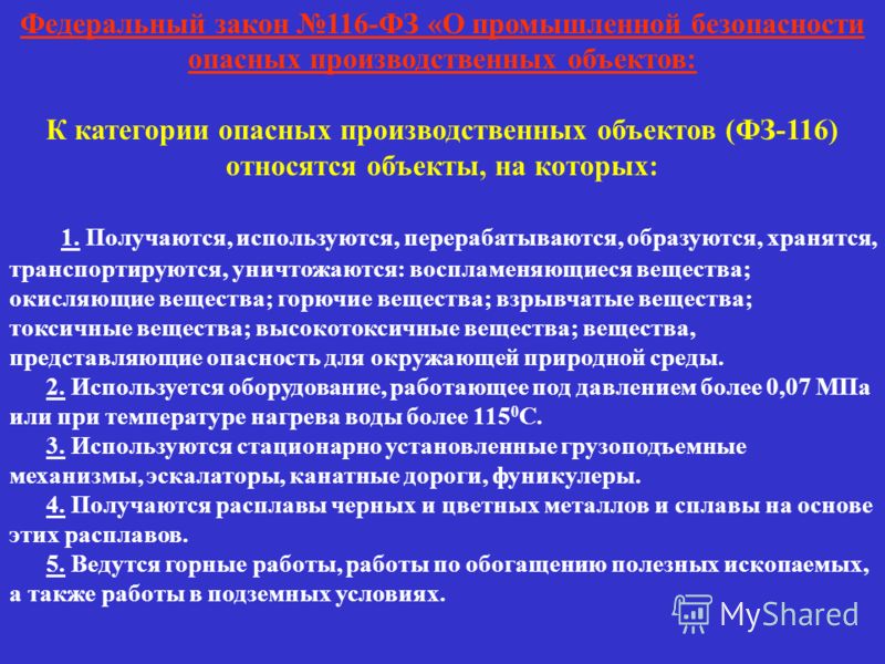 Фз 116 о промышленной безопасности 1997