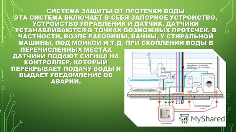 Описание защиты. Защита от протечек воды автоматическое отключение водоснабжения. Защита от протечек воды умный дом. Защита от протечек воды для проекта умный дом. Автоматическое отключение водоснабжения в умном доме.