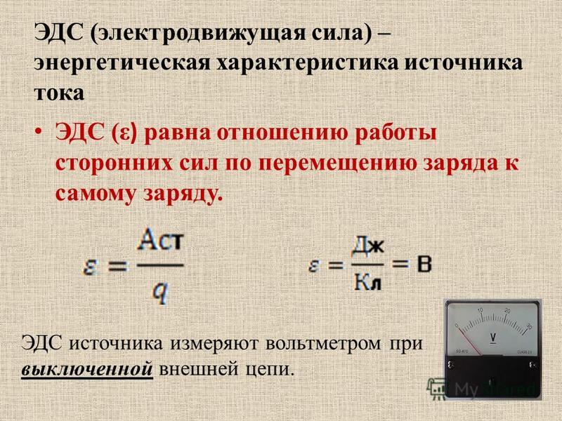 Определите силу тока в источнике. ЭДС. Электродвижущая сила (ЭДС).