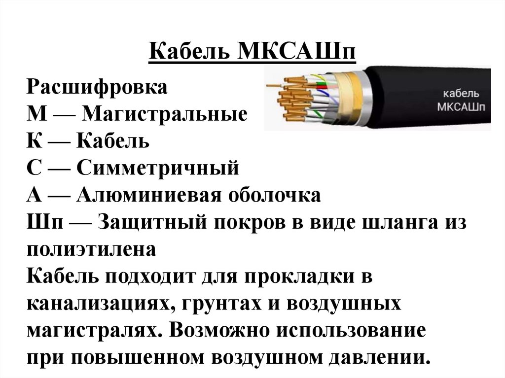 Расшифровка кабеля