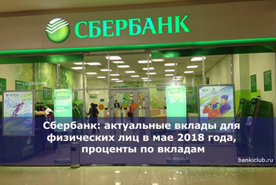 Сбербанк: актуальные вклады для физических лиц в мае 2018 года, проценты по вкладам