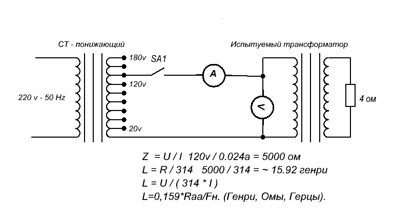 Индуктивность первичной обмотки трансформатора