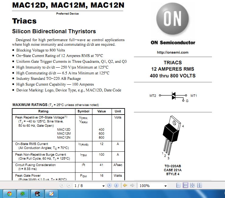 Mac97a6 симистор схема включения