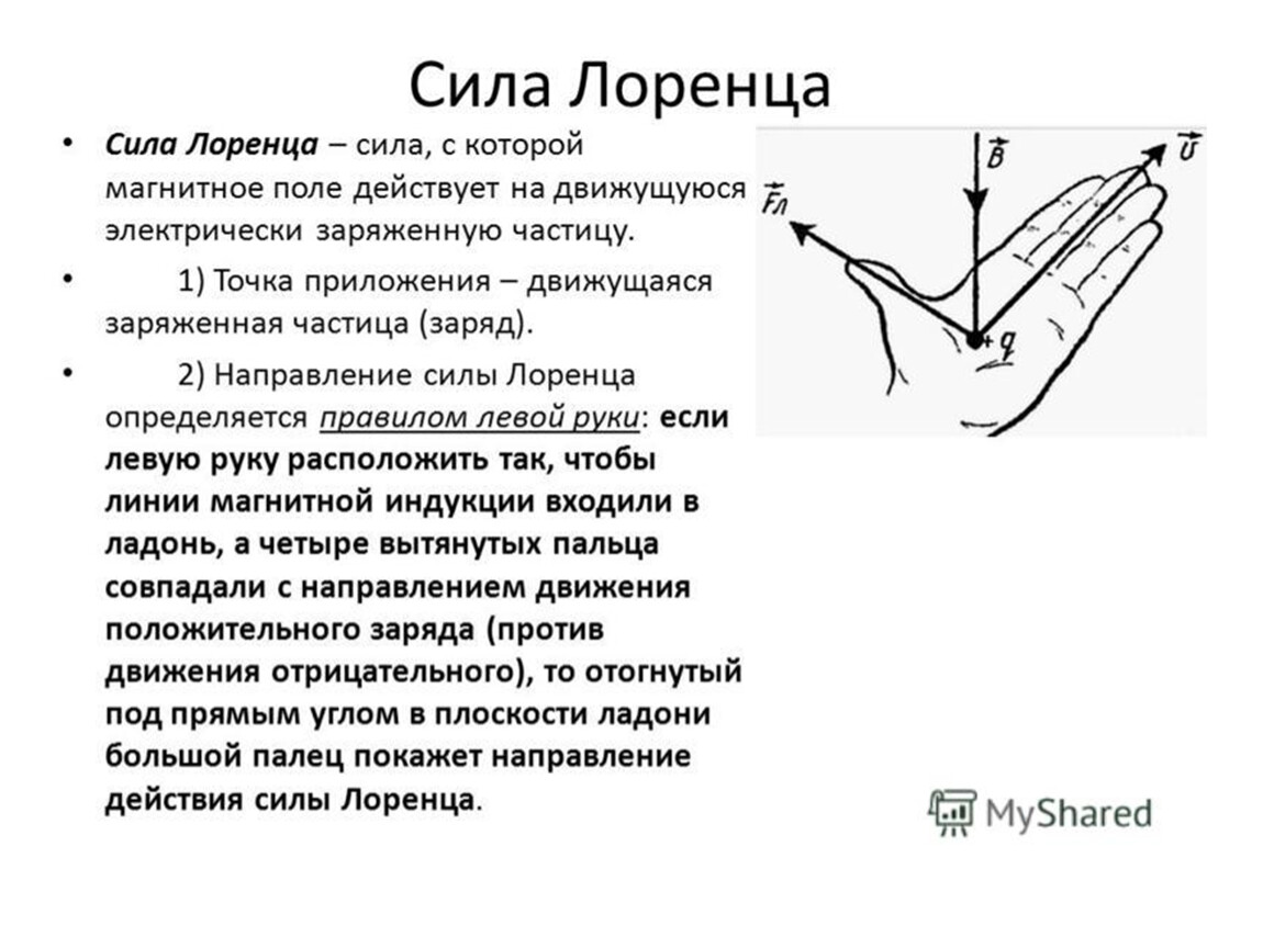 Точка зависеть. Направление силы Лоренца и магнитной индукции. Сила Лоренца формула направление. От чего зависит величина силы Лоренца. Сила Лоренца это сила действующая.