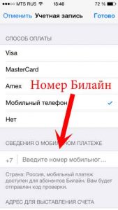 Способ оплаты - мобильный телефон