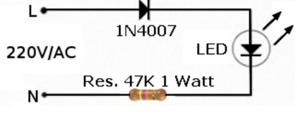 Схема включения светодиода через резистор