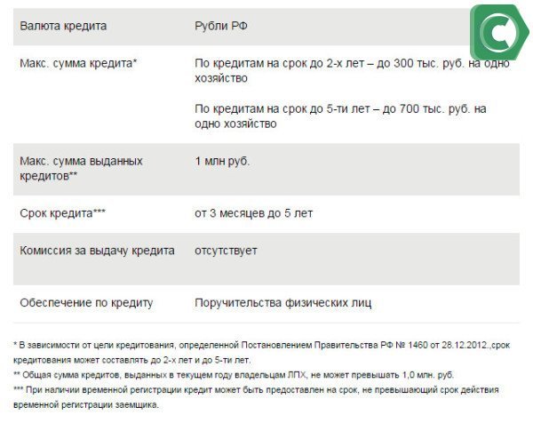 Условия кредитования 