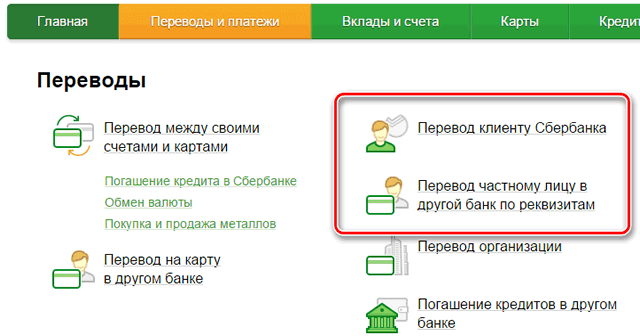 С карты сбербанка на карту сбербанка через интернет