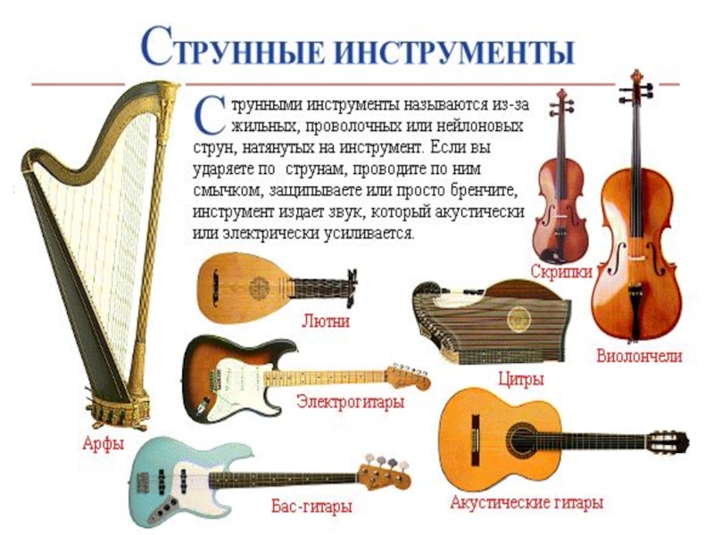 Источники звука музыкальные инструменты