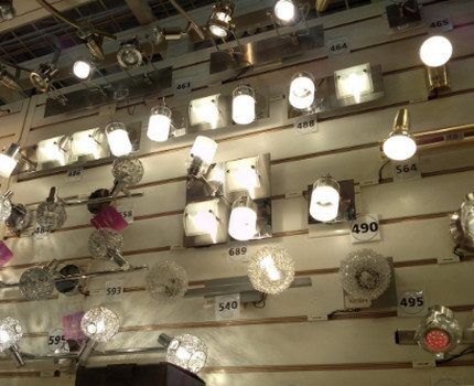 Галогенные лампы в магазине