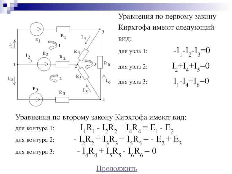 Второй закон кирхгофа схема